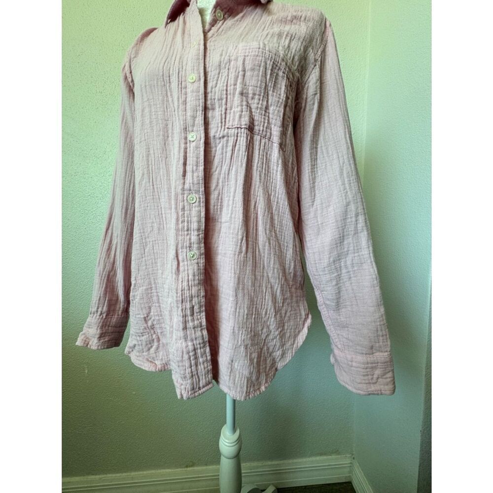 J. Crew Women's Light Pink Crinkled Button-Up Blouse Long Sleeve SZ S - Picture 4 of 12